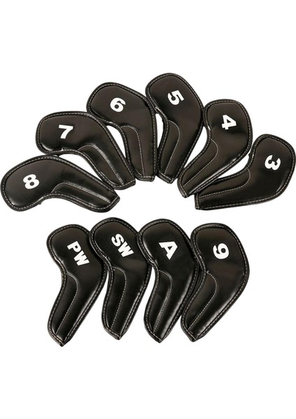 10X Pu Golf Demir Kapak Seti Golf Kulübü Başörtüsü Numarası Etiketleri 3-9 Pas Yapışkan (Yurt Dışından)