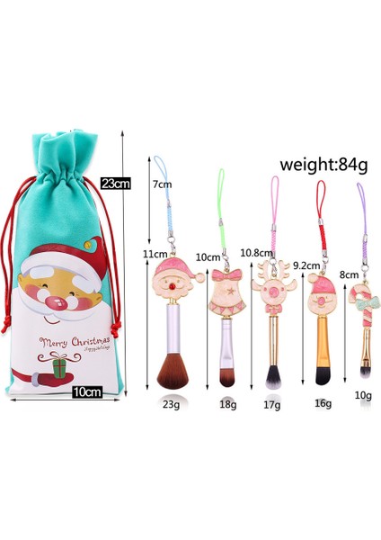 Midi Fox Noel Makyaj Fırçası Santa Elk Sevimli Şeker Taşıma Mini Makyaj Araç Seti (Yurt Dışından)