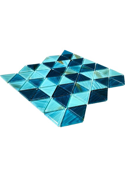 Mutfak, Banyo, Havuz, Sauna, Spa ve Yaşam Alanlarının Tüm Yüzeyleri Için Kristal Cam Mozaik. Üçgen Cam Ölçüsü: 54X6 Mm. File Ölçüsü: 30X30 Cm. ( 1 Kutu = 11 File Karo = 1 M2 Fiyatıdır.