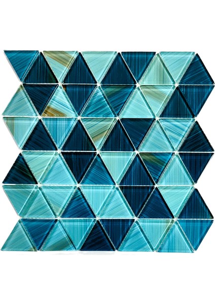 Mutfak, Banyo, Havuz, Sauna, Spa ve Yaşam Alanlarının Tüm Yüzeyleri Için Kristal Cam Mozaik. Üçgen Cam Ölçüsü: 54X6 Mm. File Ölçüsü: 30X30 Cm. ( 1 Kutu = 11 File Karo = 1 M2 Fiyatıdır.