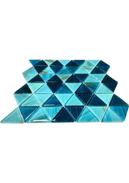 Mutfak, Banyo, Havuz, Sauna, Spa ve Yaşam Alanlarının Tüm Yüzeyleri Için Kristal Cam Mozaik. Üçgen Cam Ölçüsü: 54X6 Mm. File Ölçüsü: 30X30 Cm. ( 1 Kutu = 11 File Karo = 1 M2 Fiyatıdır.