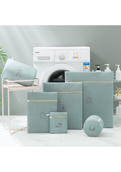 6 Parçalı Işlemeli Çamaşır Torbası Seti Anti-Deformasyon Kalınlaştırılmış Çamaşırhane Depolama Çantası (Yurt Dışından)