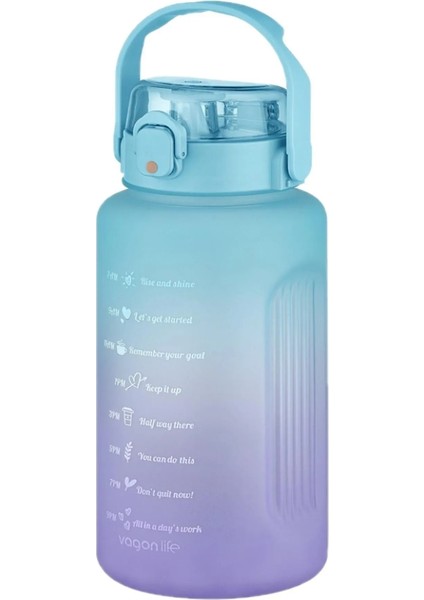Mega Büyük Boy 2500ML 2.5litre Pipetli/pipetsiz Kullanım Çift Renk Motivasyon Matarası Sticker Hediyeli