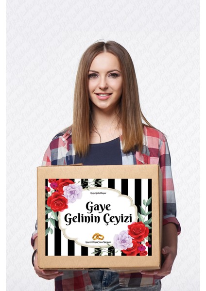 Isimli Çeyiz Etiketi - Kendinden Yapışkanlı - A4 Ebat (29 x 21 Cm) - Model 005 - 20 Adet