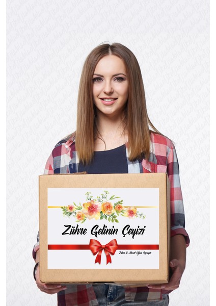 Isimli Çeyiz Etiketi - Kendinden Yapışkanlı - A4 Ebat (29 x 21 Cm) - Model 001 - 10 Adet
