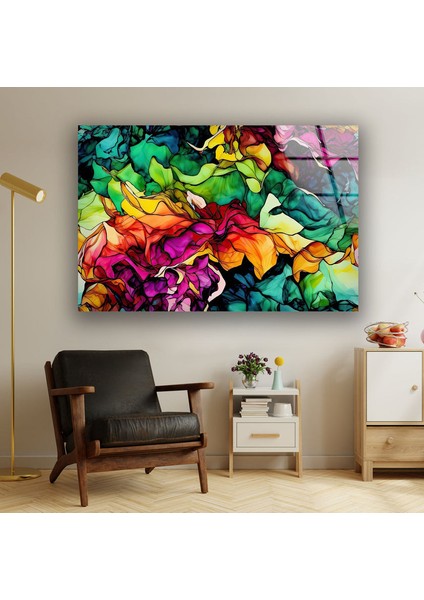 Soyut Mürekkep Çalışması Temperli Cam Duvar Tablosu fiyatları