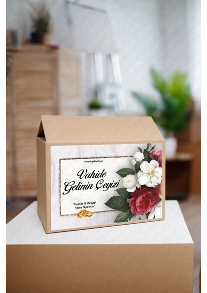 Isimli Çeyiz Etiketi - Kendinden Yapışkanlı - A4 Ebat (29 x 21 Cm) - Model 002 - 10 Adet