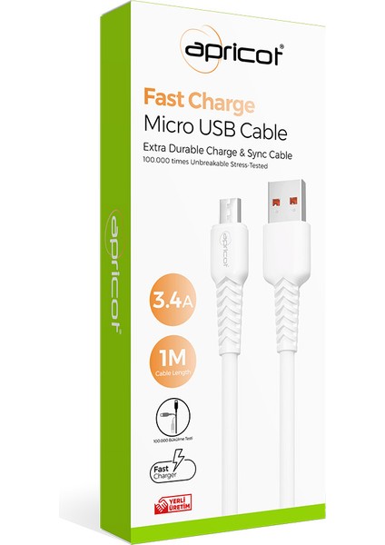 APC-A130M Micro USB 1m 3.4A Şarj + Data Kablosu