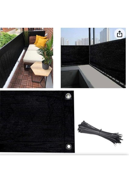 Balkon Demiri Perdesi Korkuluk Perdesi Siyah File 80 x 180