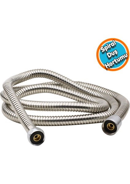 Banyo Duş Hortumu Çelik Örgülü Paslanmaz Kırılmaz Spiral Hortumu 150 cm