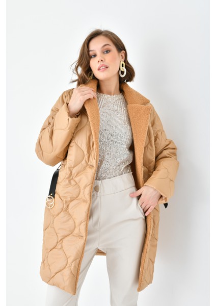 Kadın Kürk Detay Kaban Camel RBN4067 modelleri