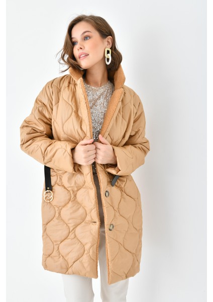 Kadın Kürk Detay Kaban Camel RBN4067 fırsatları