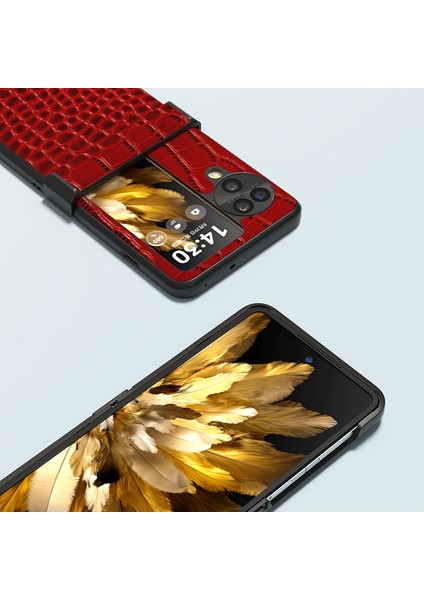 Oppo Find N3 Flip 5g Katlanır Telefon Kasası Menteşe Koruma Timsah Doku Kapağı (Yurt Dışından) fırsatları