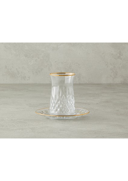 Aura Cam 12 Parça 6 Kişilik Çay Seti Gold