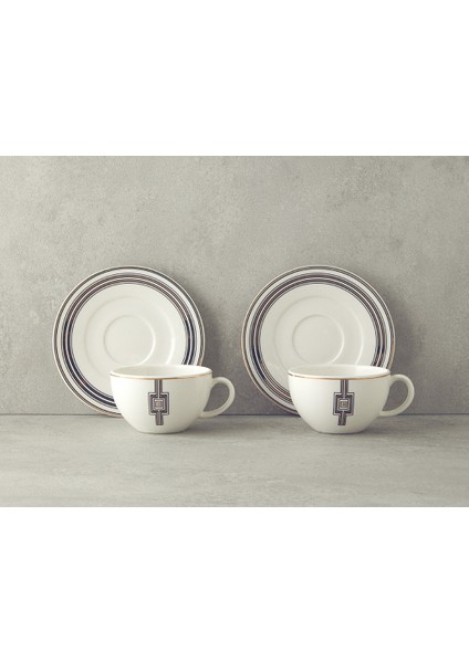 Prudence Bone Porselen 4 Parça 2 Kişilik Çay Fincanı Takımı Siyah modelleri