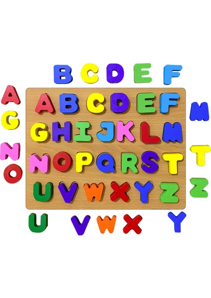 Eğitici Ahşap Oyuncak | Harfleri Öğreniyorum Kabartma Harfler Oyun Seti