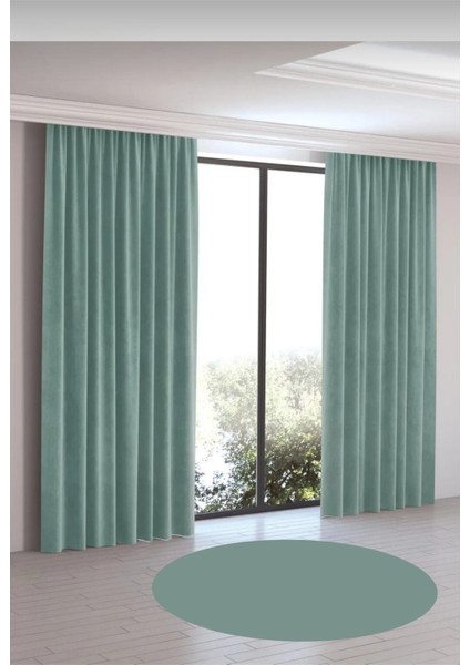 Ada Fon Perde Tek Kanat 1/3 Sık Pile 09-Mint Yeşili
