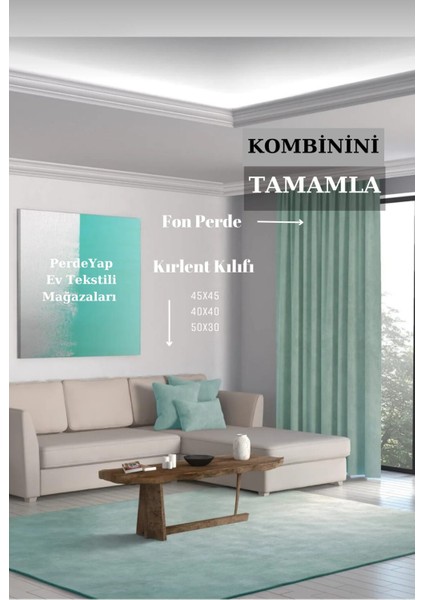 Ada Fon Perde Tek Kanat 1/3 Sık Pile 09-Mint Yeşili modelleri