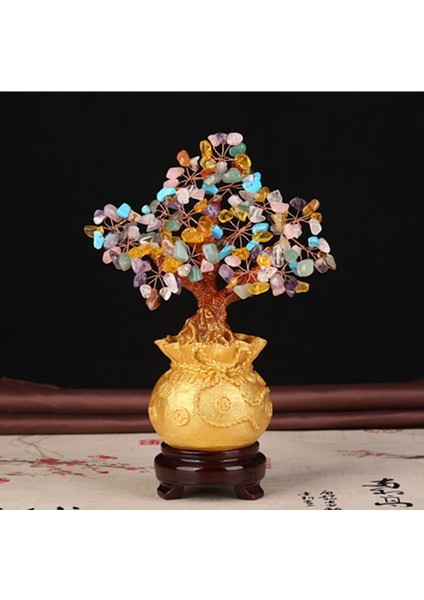 Ev Dekoratif Çok Için Feng Shui Kristal Para Ağı Ahşap Taban (Yurt Dışından)