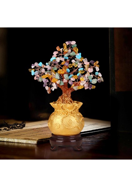 Ev Dekoratif Çok Için Feng Shui Kristal Para Ağı Ahşap Taban (Yurt Dışından)