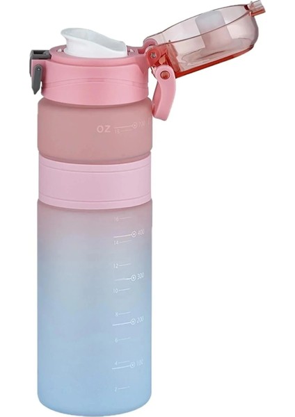 800ML Çift Renk Kaydırmaz Silikon Gövde Motivasyon Su Matarası Sticker Hediyeli fiyatları