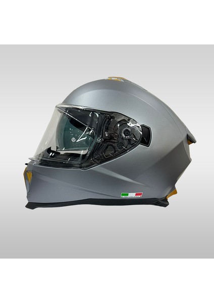 865 Solid Matt Grey Double Visor Kapalı Motosiklet Kaskı