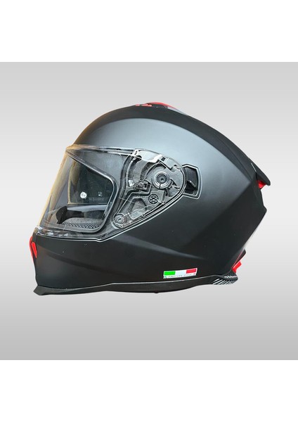 865 Solid Matt Black Double Visor Kapalı Kask