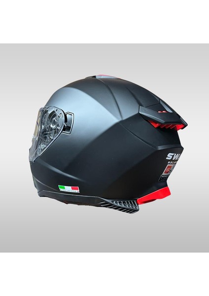 865 Solid Matt Black Double Visor Kapalı Kask modelleri