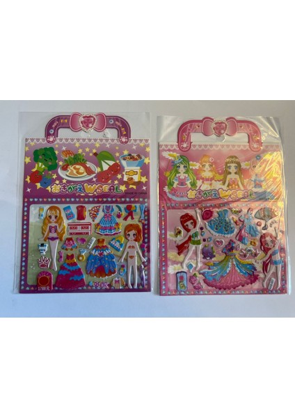 Prenses Giydirme Sticker Yapışkanlı Eğitici Oyuncak 2 Adet Birden Model 1