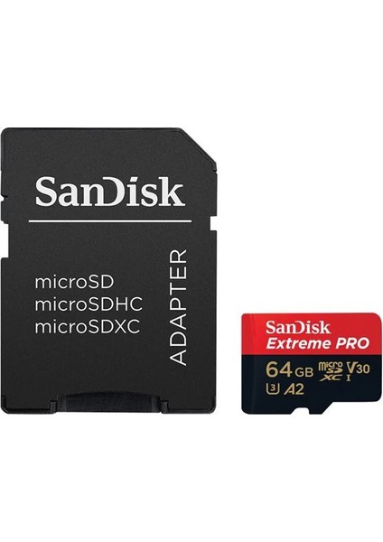 SDSQXCU-064G-GN6MA - Sandisk Extreme Pro 64GB 20090MBS Microsdxc Uhs-I A2 V30 Hafıza Kartı