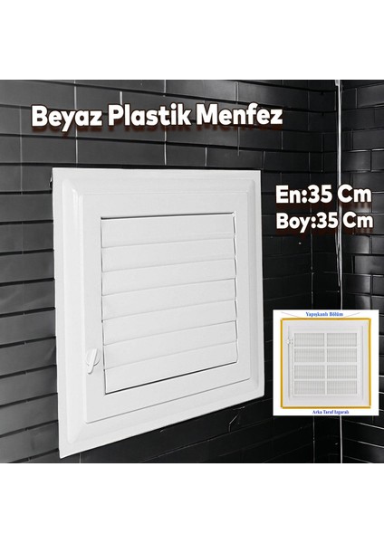 Menfez Banyo Wc Tuvalet Depo Havalandırma Plastik Panjur Beyaz 35X35 cm