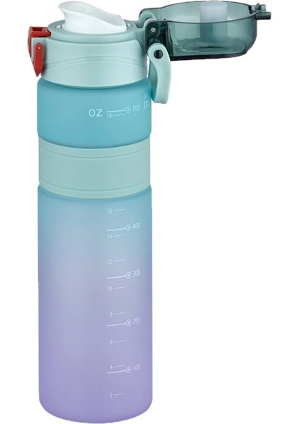 800ML Çift Renk Kaydırmaz Silikon Gövde Motivasyon Su Matarası Sticker Hediyeli fiyatları