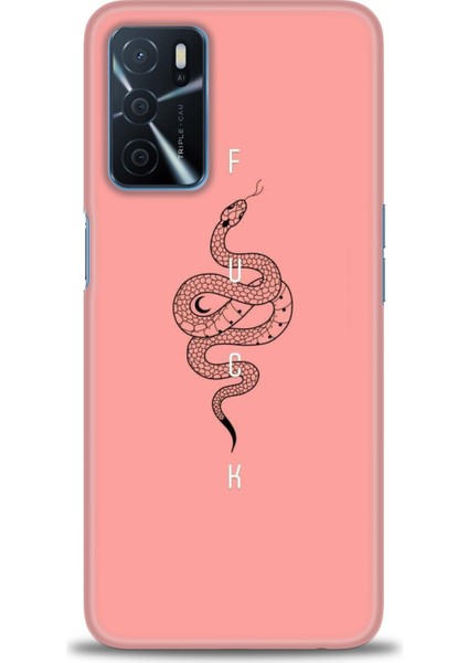 Oppo A16 Kılıf Hd Baskılı - Pembe Yılan