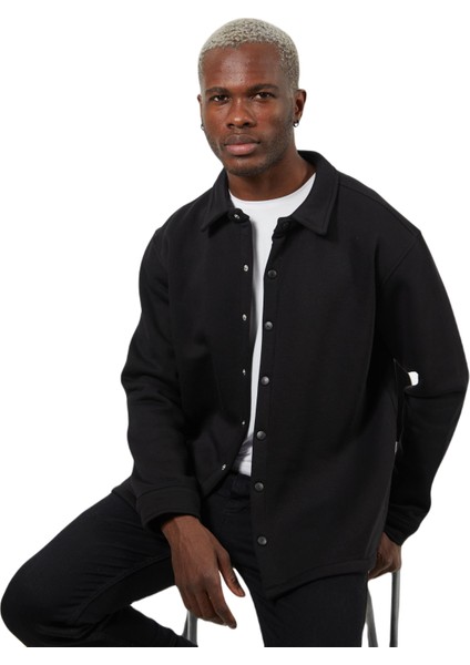 Siyah Kalın Kumaş Çıtçıtlı Ceket fiyatları