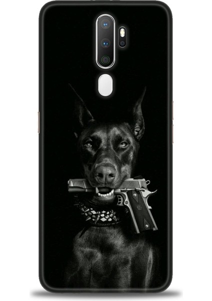 Oppo A9 2020 Kılıf Hd Baskılı - Tabanca ve Köpek