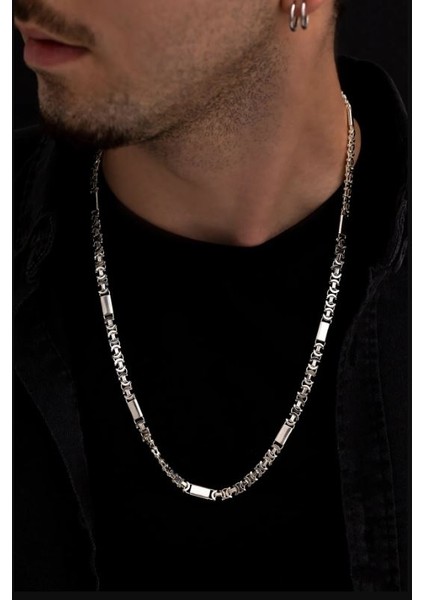 Erkek Gümüş Kolye - 6mm Parçalı Parlak Euro Kral Gümüş Kolye fiyatları