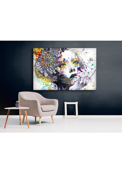Kadın Temperli Cam Duvar Tablosu