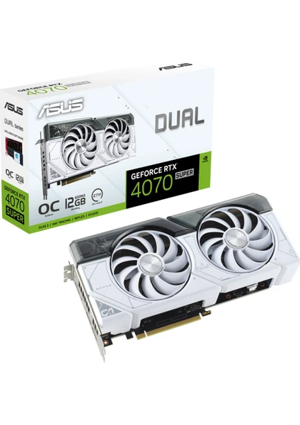 ASUS DUAL-RTX4070S-O12G-WHITE NVIDIA GEFORCE 12GB GDDR6X 192bit 2550MHz HDMI 3xDP DLSS3 EKRAN KARTI 