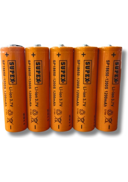 Belirtilmemiş SP-18650-1200 3.7V 1200MAH Li-Ion Pil Başlıklı 5'li