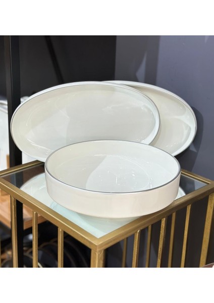 3'lü Istanbul Modern Gold Salata Kayık Kase Seti