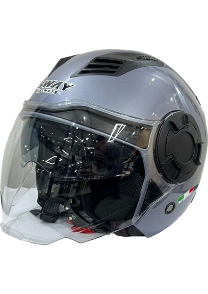 Kask Sway SW-766 Titanyum Çenesiz Güneş Gözlüklü