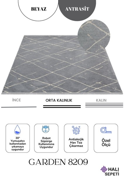 Garden 8209 Antrasit Yıkanabi r Kesme Yolluk Koridor Halısı Kaymaz Çocuk Odası Halı Ki m fiyatları