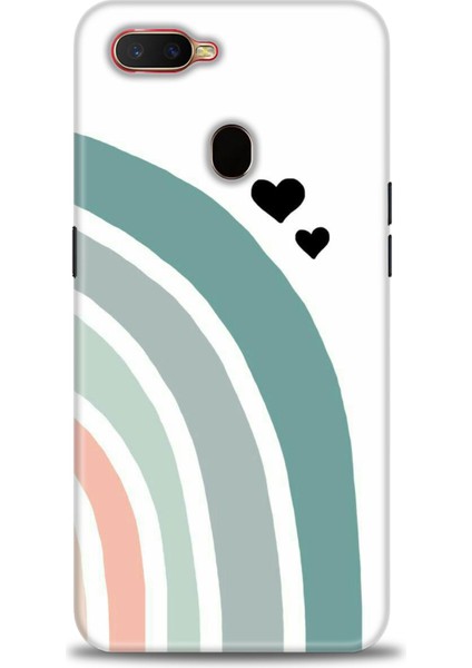 Oppo Ax7 Kılıf Hd Baskılı - Gökkuşağı ve Kalpler