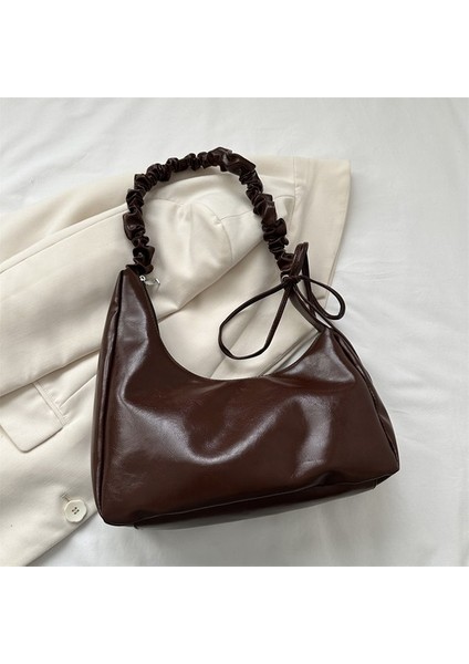 Bulut Tek Omuz Crossbody Pilili Koltuk Altı Pilili Büyük Tek Omuz Çantası (Yurt Dışından)