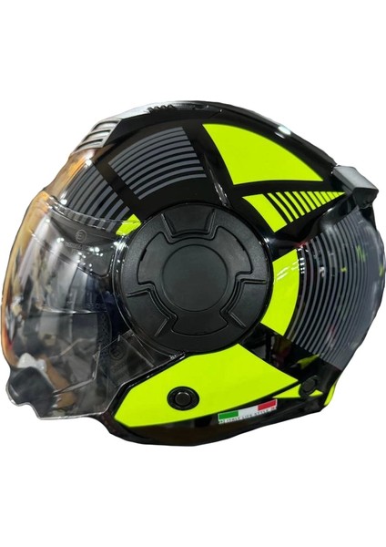 Kask Sway SW-766 Geko Black/yellow Çenesiz Güneş Gözlüklü