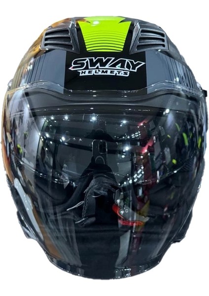 Kask Sway SW-766 Geko Black/yellow Çenesiz Güneş Gözlüklü