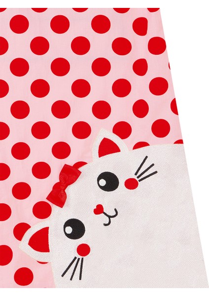 Tombiş Kedi Kız Çocuk Poplin Pembe Elbise