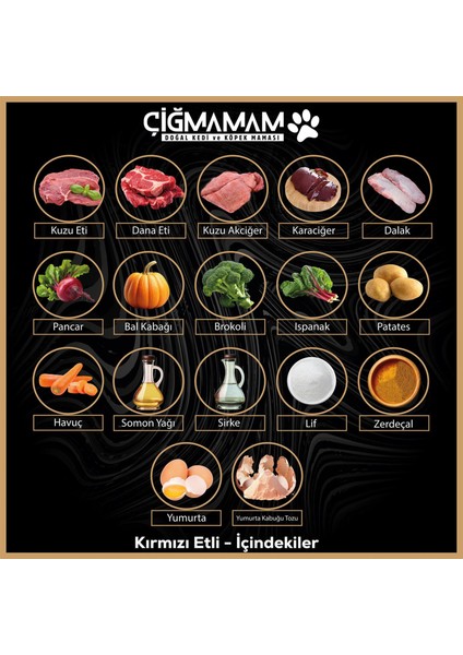 Kırmızı Etli Tahılsız Köpek Barf Maması 3 kg 250 gr modelleri