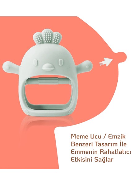 Meleni Baby 3'lü Set - Diş Kaşıyıcı El Topu - Silikon Bebek Diş Kaşıma Eldiveni - Kaktüs Bebek Dişlik