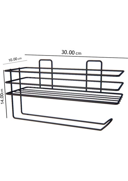 Yapışkanlı Baharatlık 2 Li Metal Kağıt Havluluk Siyah Baharat Standı Mutfak Rafı ZBT0024